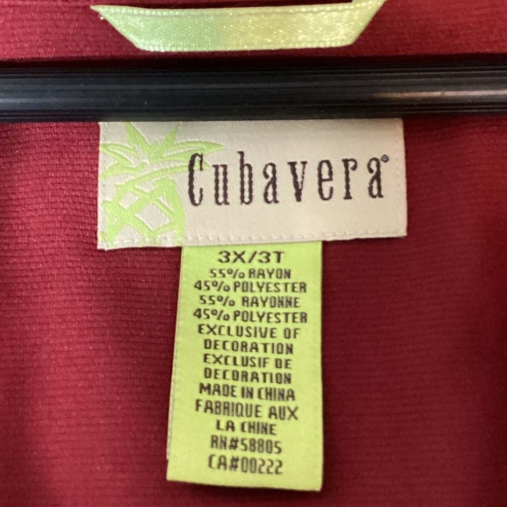 Cubavera Mens Burgundy Embroidered Short Sleeve Button Up Shirt - Picture 10 of 12